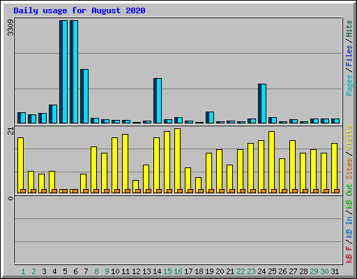 Daily usage for August 2020
